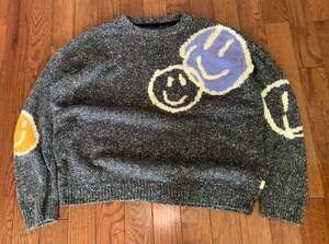 Urban Outfitters Smiley Face Sweater Women’s XL Black Oversized Graphic Knit